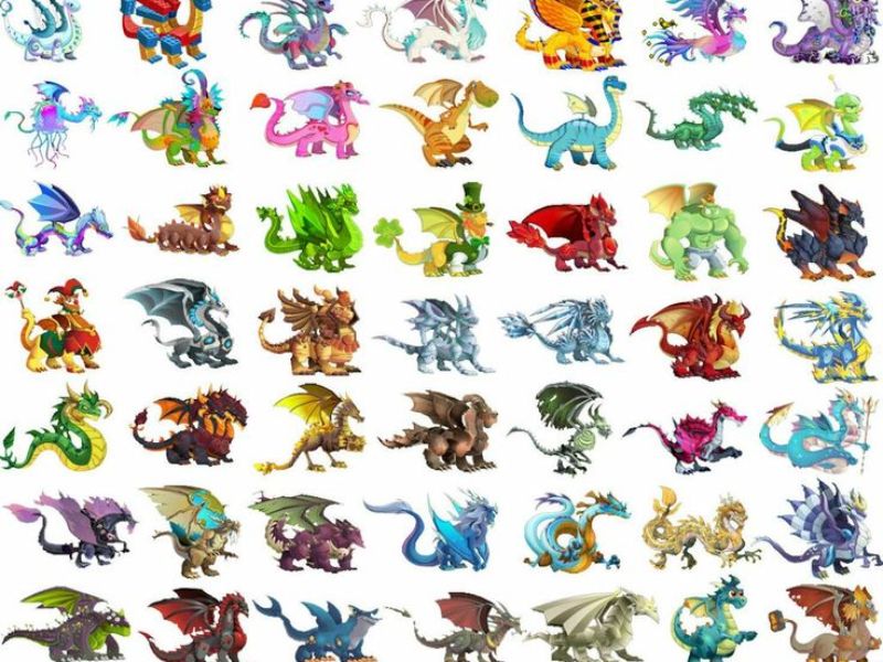 Bộ sưu tập rồng trong Hack Dragon City