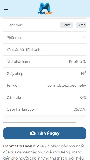 Hướng Dẫn Tải Và Cài Đặt Geometry Dash 2.2 MOD