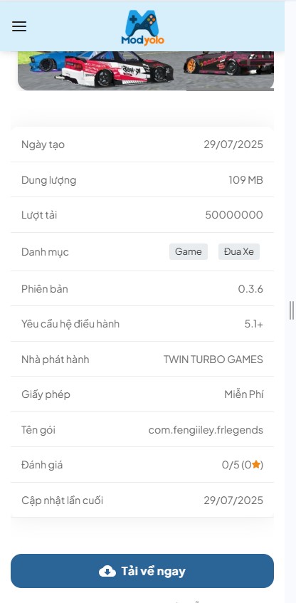 Hướng dẫn tải & cài đặt FR Legends MOD v0.3.6