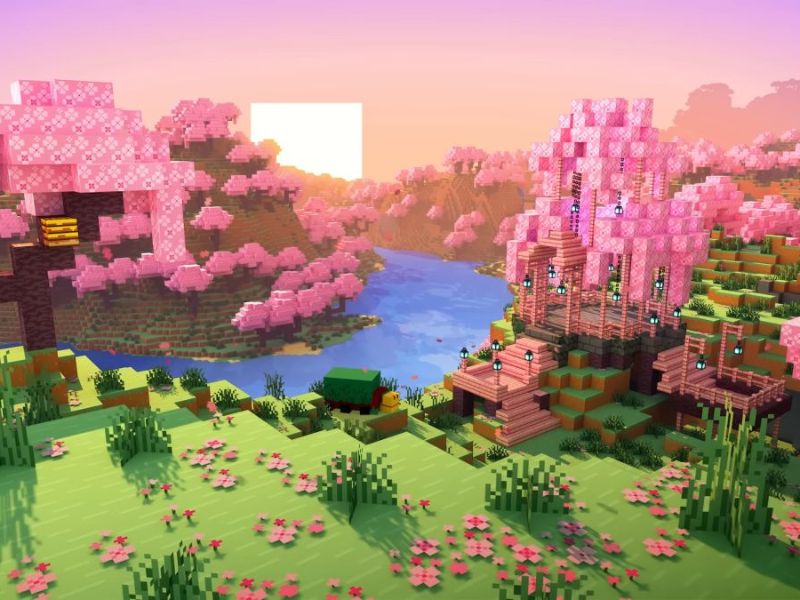 Rừng hoa anh đào trong Minecraft 1.20 Tiếng Việt