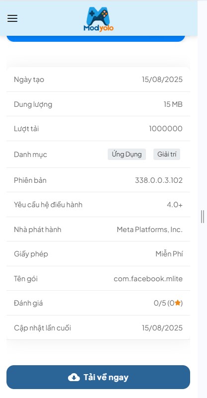 Hướng Dẫn Tải Messenger Lite Miễn Phí v338.0.0.3.102