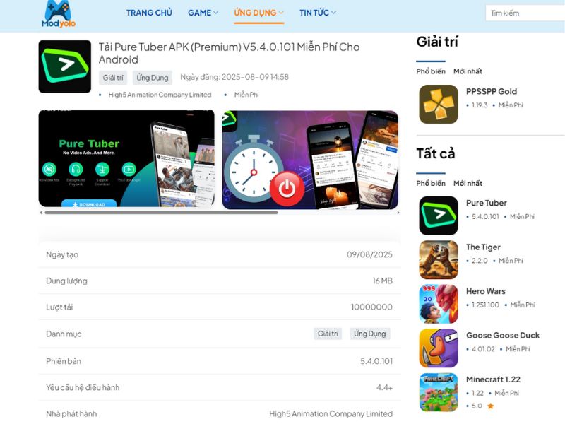 Hướng Dẫn Tải Và Cài Đặt Pure Tuber APK Tại MODYOLO