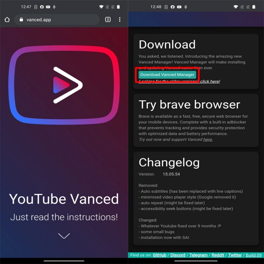 YouTube Vanced banner